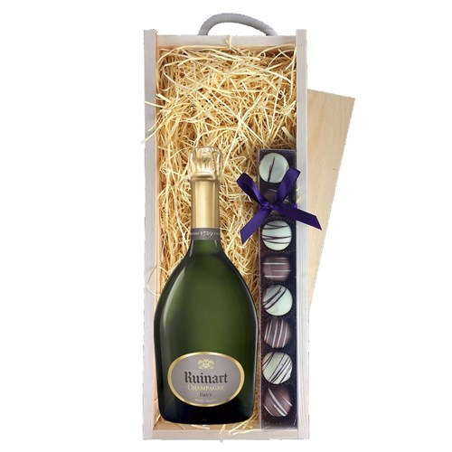 Ruinart Brut 75cl Champagne 75cl & Truffles, Wooden Box